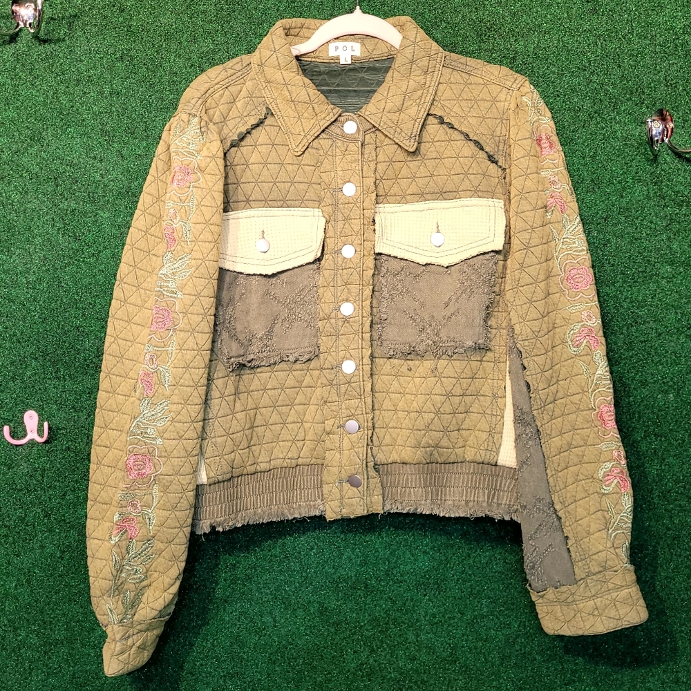 906 New Pol Embroidered Olive Green Jacket - Picture 1 of 2